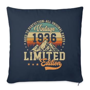 Joie d’anniversaire 88 1936 - Housse de coussin décorative 45 x 45 cm - bleu marine - Devant