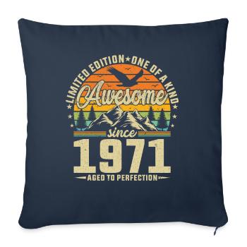 Millésime 1971 - Joie d’anniversaire - Housse de coussin décorative 45 x 45 cm - bleu marine - Devant
