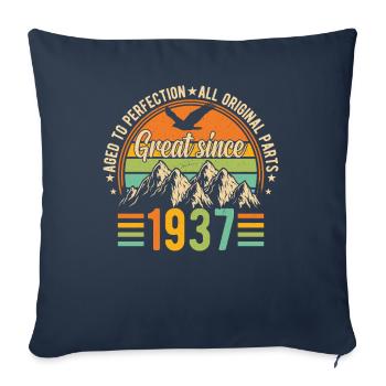 87e anniversaire Vintage rétro 1937 cadeau - Housse de coussin décorative 45 x 45 cm - bleu marine - Devant