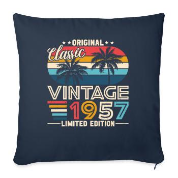 Légendaire 67e anniversaire 1957 Style rétro - Housse de coussin décorative 45 x 45 cm - bleu marine - Devant
