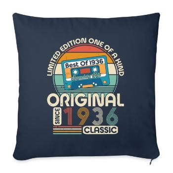 Millésime 1936 - Une année légendaire ! - Housse de coussin décorative 45 x 45 cm - bleu marine - Devant