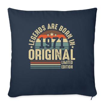 Les légendes sont nées en 1971 - Housse de coussin décorative 45 x 45 cm - bleu marine - Devant