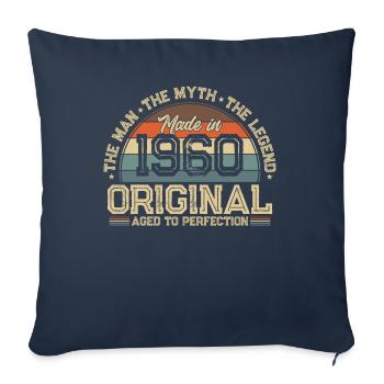 Vintage Anniversaire 1960 - Intemporel Légendaire - Housse de coussin décorative 45 x 45 cm - bleu marine - Devant