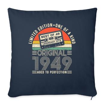 Joie d’anniversaire Vintage 1949 - Housse de coussin décorative 45 x 45 cm - bleu marine - Devant