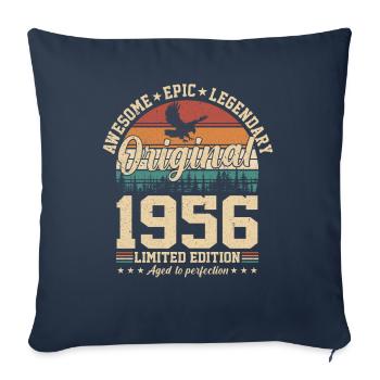 68 Anniversaire Millésime 1956 Rétro - Housse de coussin décorative 45 x 45 cm - bleu marine - Devant
