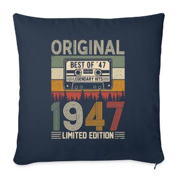Jeunesse éternelle – 77 ans légendaire 1947 - Housse de coussin décorative 45 x 45 cm - bleu marine - Devant