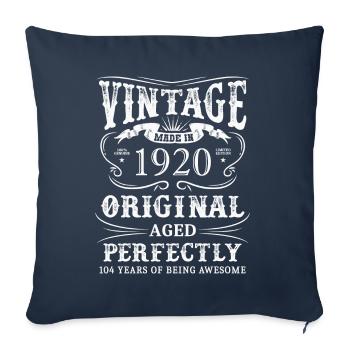 Millésime fabriqué en janvier 1920 104 ans d’être - Housse de coussin décorative 45 x 45 cm - bleu marine - Devant