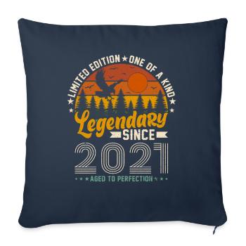 Légendaire né en 2021 - Housse de coussin décorative 45 x 45 cm - bleu marine - Devant