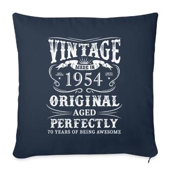 Vintage Made In 1954 70 ans d’être génial - Housse de coussin décorative 45 x 45 cm - bleu marine - Devant