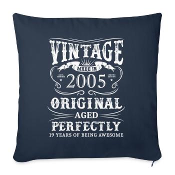 Vintage Made In 2005 19 ans d’être génial - Housse de coussin décorative 45 x 45 cm - bleu marine - Devant