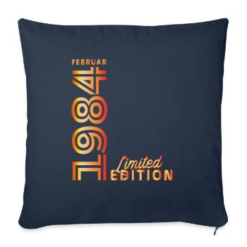 Édition anniversaire de février 1984 - Housse de coussin décorative 45 x 45 cm - bleu marine - Devant