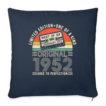 1952 Anniversaire Né en 1952 vintage Rétro. Editio - Housse de coussin décorative 45 x 45 cm - bleu marine - Devant