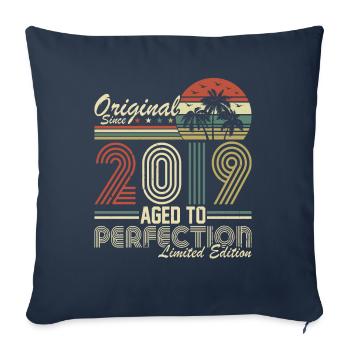 Original 2019 Vintage Vintage Retro Birthday - Housse de coussin décorative 45 x 45 cm - bleu marine - Devant