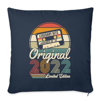 Vintage 2022 meilleur de 2022 - annif 3 ans - Housse de coussin décorative 45 x 45 cm - bleu marine - Devant
