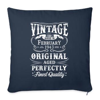 Millésime Fabriqué En 1943 Année de naissance Février 1943 - Housse de coussin décorative 45 x 45 cm - bleu marine - Devant