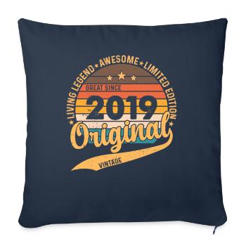 Original 2019 Vintage Vintage Retro Birthday - Housse de coussin décorative 45 x 45 cm - bleu marine - Devant