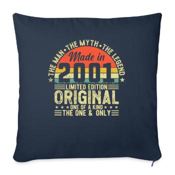 Vintage 2001 Birthday Gift - Sofa pillowcase 17,3'' x 17,3'' (45 x 45 cm) - navy - Front