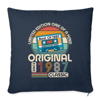 Unique 1987 Vintage Vintage Retro Design - Sofa pillowcase 17,3'' x 17,3'' (45 x 45 cm) - navy - Front