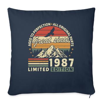 Légendaire chemise d’anniversaire Vintage 1987 - Housse de coussin décorative 45 x 45 cm - bleu marine - Devant