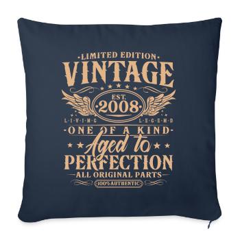 Vintage, 2008, Vintage, Anniversaire, Cadeau Rétro - Housse de coussin décorative 45 x 45 cm - bleu marine - Devant