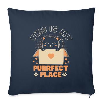 Purrfect Place Cat in a Box - Housse de coussin décorative 45 x 45 cm - bleu marine - Devant