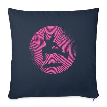 patinage patineur skateur fille planche à roulettes - Housse de coussin décorative 45 x 45 cm - bleu marine - Devant