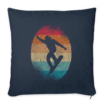 Snowboarder Fingerprint Snowboard Homme Garçon - Housse de coussin décorative 45 x 45 cm - bleu marine - Devant