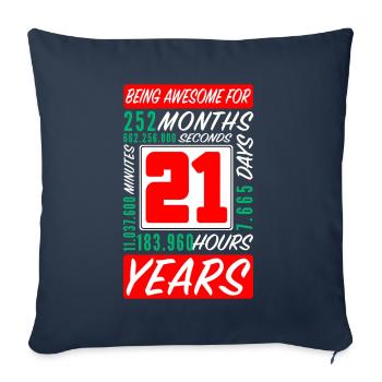 Family 21 Years Birthday Months Hours - Sofa pillowcase 17,3'' x 17,3'' (45 x 45 cm) - navy - Front