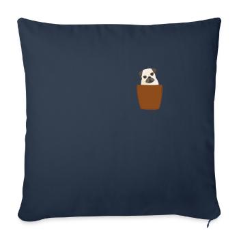 Poche poitrine carlin - Housse de coussin décorative 45 x 45 cm - bleu marine - Devant