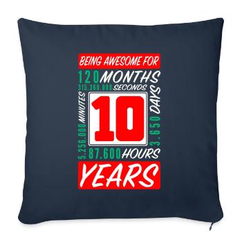 Children 10 Years Birthday Months Hours - Sofa pillowcase 17,3'' x 17,3'' (45 x 45 cm) - navy - Front