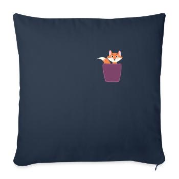 Renard dans la poche poitrine - Housse de coussin décorative 45 x 45 cm - bleu marine - Devant