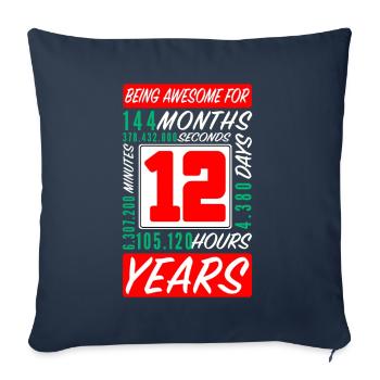 Children 12 Years Birthday Months Hours - Sofa pillowcase 17,3'' x 17,3'' (45 x 45 cm) - navy - Front