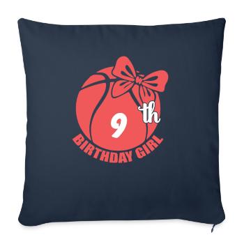 Basket-ball 9e anniversaire Basketteur - Housse de coussin décorative 45 x 45 cm - bleu marine - Devant