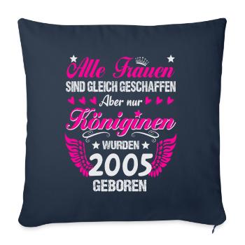 Queens nées en 2005 20 Anniversaire - Housse de coussin décorative 45 x 45 cm - bleu marine - Devant