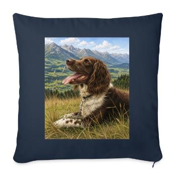 Kleiner Münsterländer - Housse de coussin décorative 45 x 45 cm - bleu marine - Devant