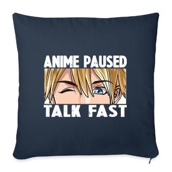 ANIME PAUSED TALK FAST - Housse de coussin décorative 45 x 45 cm - bleu marine - Devant