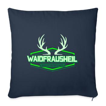 Waidfrausheil | Les couleurs peuvent être changées - Housse de coussin décorative 45 x 45 cm - bleu marine - Devant