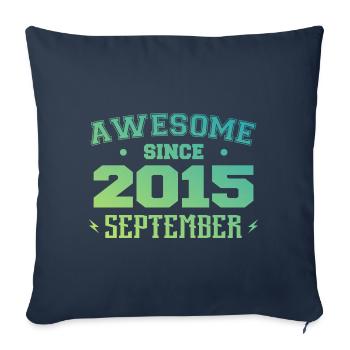 Septembre 2015 Cadeau Anniversaire Septembre 2015 - Housse de coussin décorative 45 x 45 cm - bleu marine - Devant