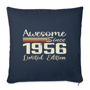 Anniversaire 68 Ans Millésime 1956 Cadeau 1956 - Housse de coussin décorative 45 x 45 cm - bleu marine - Devant