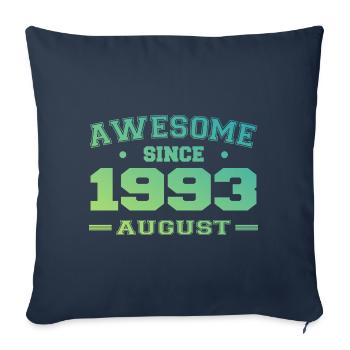 1993 Août Année Naissance Anniversaire Août 1993 - Housse de coussin décorative 45 x 45 cm - bleu marine - Devant