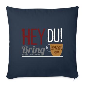 Café disant - apportez-moi un expresso - Housse de coussin décorative 45 x 45 cm - bleu marine - Devant
