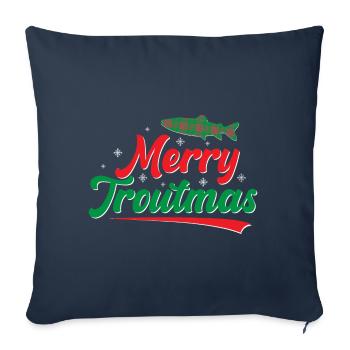 Merry Troutmas Forelle Angeln Weihnachten - Sofakissenbezug 45 x 45 cm - Navy - Vorne