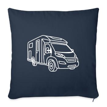 Camping-car semi-intégré - avant - contour blanc - Housse de coussin décorative 45 x 45 cm - bleu marine - Devant