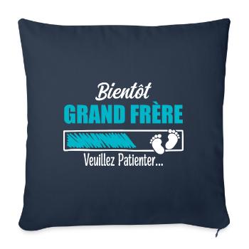 Bientôt Grand frère Cadeau Futur Grand frère - Housse de coussin décorative 45 x 45 cm - bleu marine - Devant
