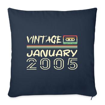 Vintage Janvier 2005 - Anniversaire Janvier 2005 - Housse de coussin décorative 45 x 45 cm - bleu marine - Devant