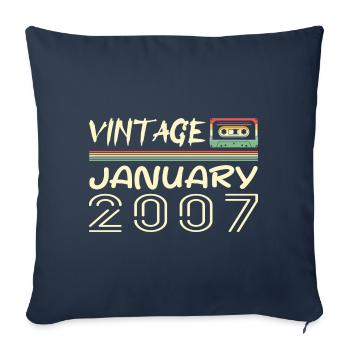 Vintage Janvier 2007 - Anniversaire Janvier 2007 - Housse de coussin décorative 45 x 45 cm - bleu marine - Devant