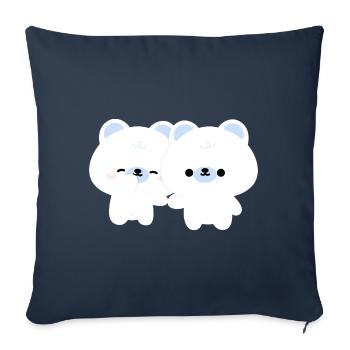 Couple d’ours polaires - Housse de coussin décorative 45 x 45 cm - bleu marine - Devant