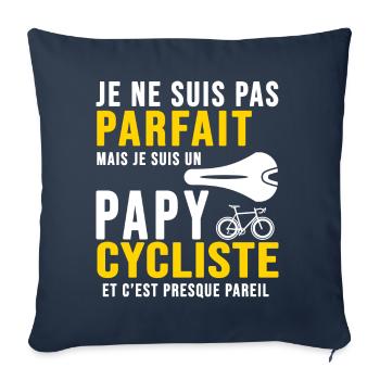 papy cycliste humour vélo velo vélos velos - Housse de coussin décorative 45 x 45 cm - bleu marine - Devant