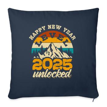 Bonne Année - Niveau 2025 débloqué - Housse de coussin décorative 45 x 45 cm - bleu marine - Devant