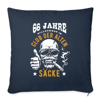 Club der alten Säcke, 66. Geburtstag, Totenkopf - Sofakissenbezug 45 x 45 cm - Navy - Vorne